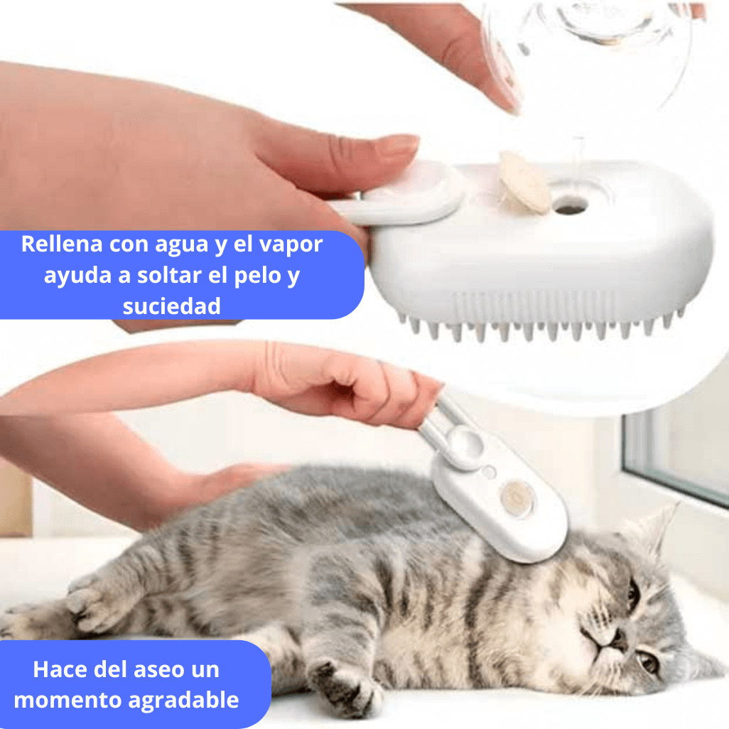 Cepillo de Vapor 3 en 1 para Gatos y Perros